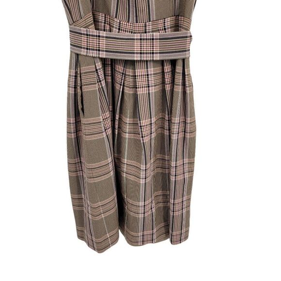 Gal Meets Glam Madison Tie Front Dress Retro 60s Apron Pinafore Plaid Pink Sz 10 - Picture 12 of 14